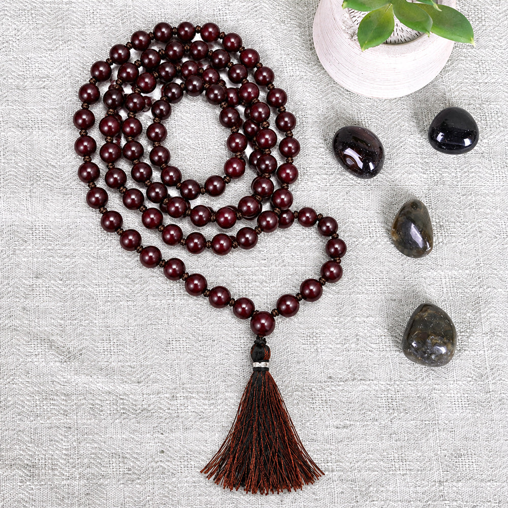 108 Beads Purple Ruby Stone Healing Mala for Meditation & Spiritual Growth