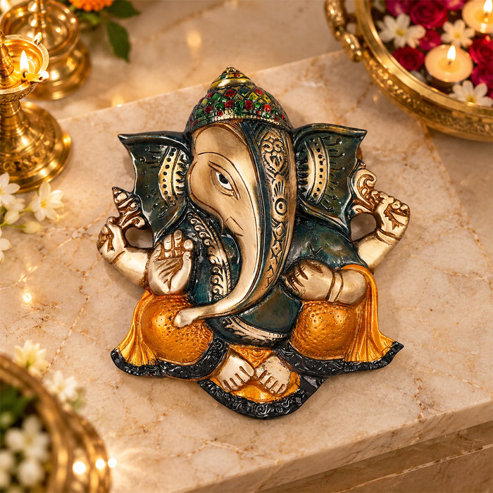 8.5 Inch Prepossessing Brass Ganesh Wall Hanging 
