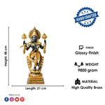 19 Inch Brass Chola Krishna Sculpture Playing the Flute