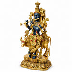 17 Inch Brass Krishna Statue with Cow