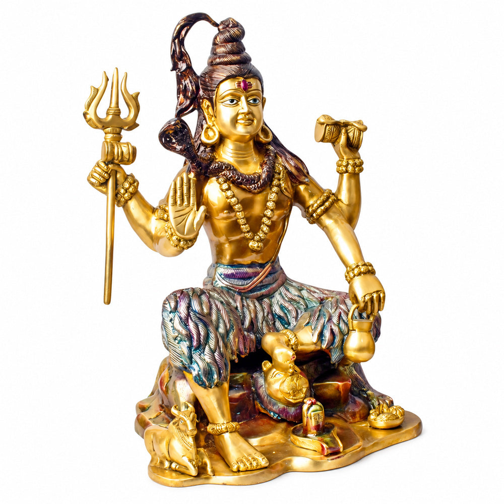18.5 Inch Handcrafted Brass Statue of Lord Shiva