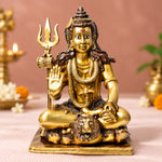 17.5 Inch Brass Lord Shiva Statue in Meditation Pose
