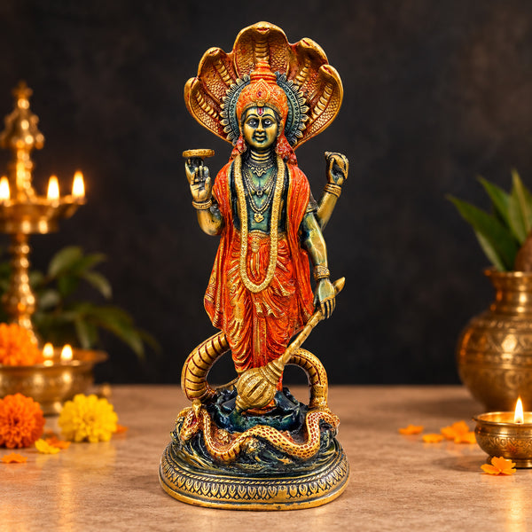17 Inch Brass Vishnu Standing with Sheshanag