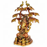 16.5 Inch Lord Ganesha with Peacock Tree Brass Idol