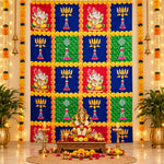 Multicolor Backdrop Clothes Print Ganesh Flower Design