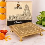 Meenakari Design Wooden Chowki with Kalash Embellishments (10 Inch)