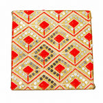 Handcrafted Red & Gold Geometric Embroidered Pooja Chowki