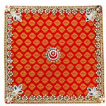 Royal Rani Red Brocade Pooja Chowki for Home Mandir