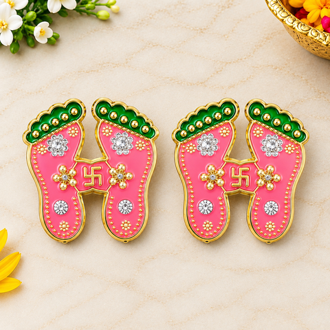 Diwali Brilliance Pink Charan Paduka Stickers Set of 2