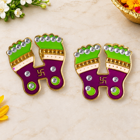 Diwali Laxmi Ji Charan Paduka Stickers Set of 2