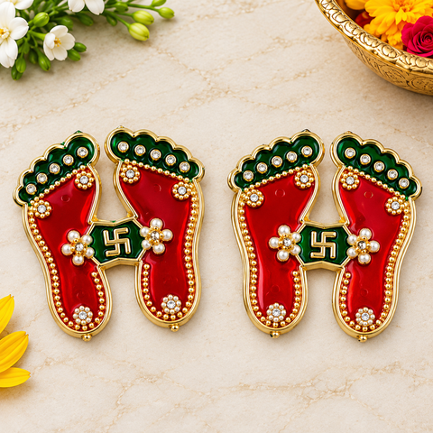 Premium Diwali Charan Paduka Stickers Set of 2