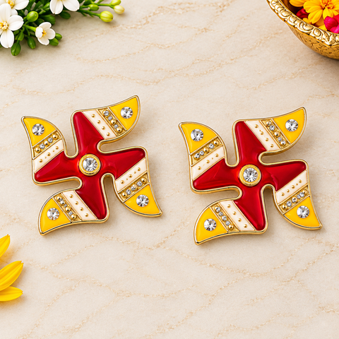 Diwali Sparkle Swastik Vibrant Stickers Set of 2