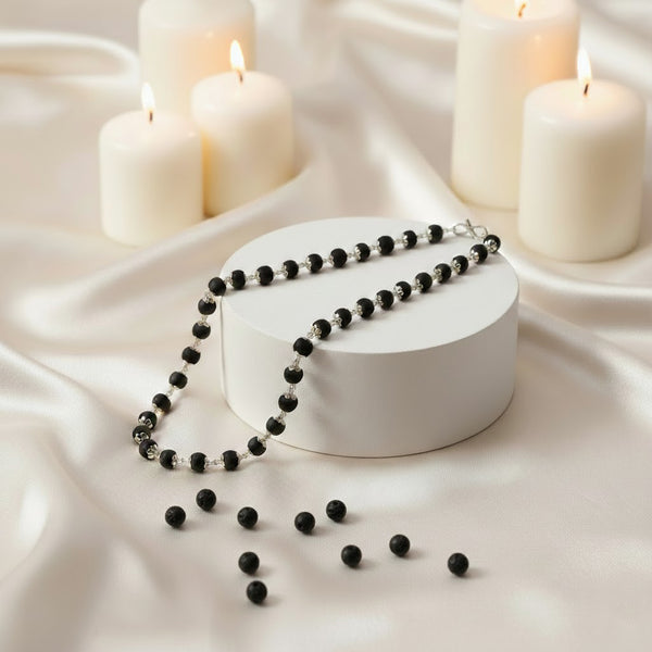 Karungali Mala Silver Capping 8mm 54 Beads Spiritual Protection Govt Certified