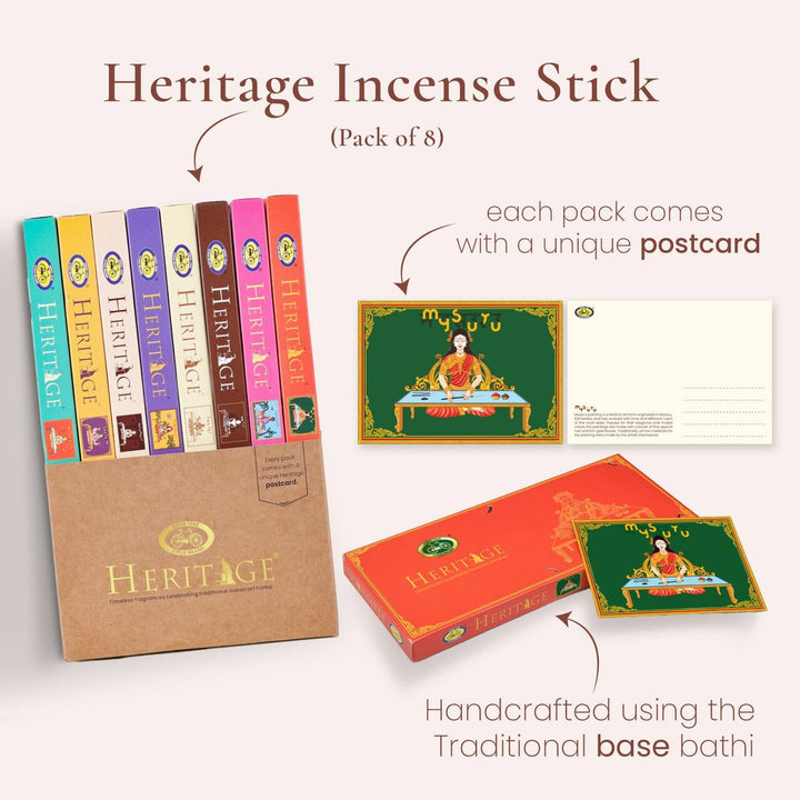 Heritage handcrafted prayer sticks gift pack with 8 incense sticks