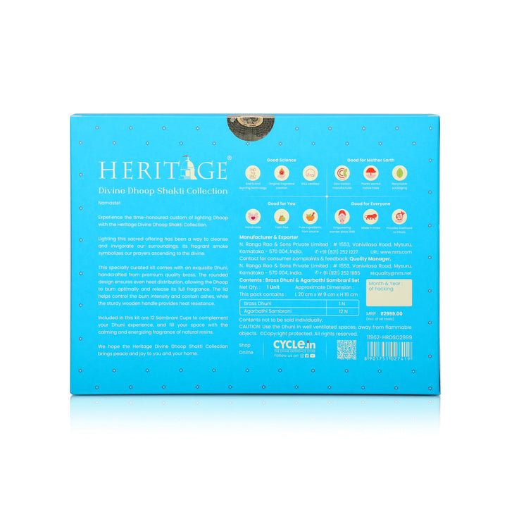 Heritage Divine Shakti pack with brass dhuni and sambrani cups