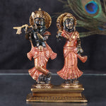 5.9 Inch Handmade Black & Antique Radha Krishna Brass Idol