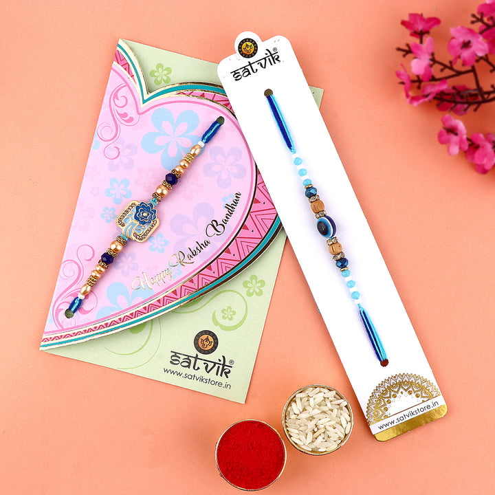 Explore our exquisite collection of Rakhi online 2023. Choose from a stunning Rakhi set of 2, perfect for brothers, bhaiya, and bhai. Shop designer Rakhi and beautiful Rakhi online to send Rakhi abroad. Celebrate with Indian Rakhi and find the perfect Rakhi gift at SatvikStore.in."