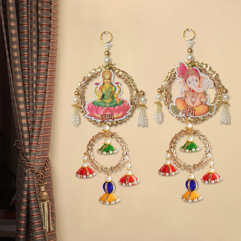 Laxmi Ganesh Round Shubh Labh Side Door Wall Hangings