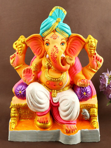 13.3 Inch Manomay Eco Friendly Ganesha Idol in Raja Pose