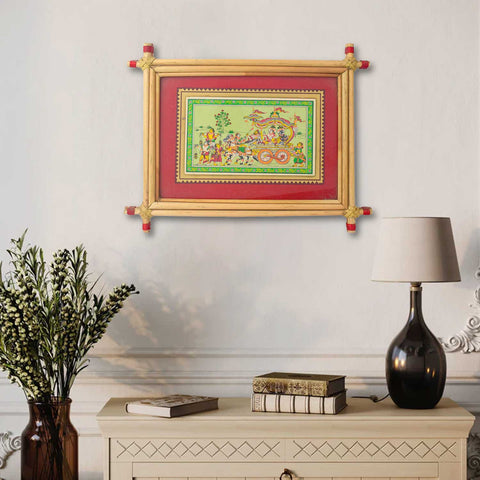 Medium Rath Yatra Photo Frame featuring Lord Jagannath, Balabhadra, and Subhadra in chariots. India’s Largest Brass Idols Brand - www.satvikstore.in