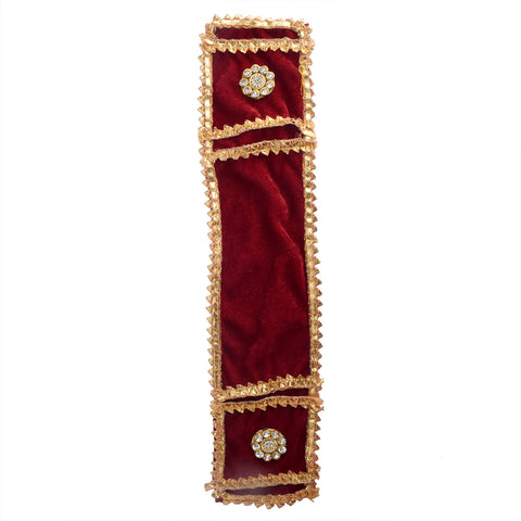 Mesmerizing maroon Patka/Duppata/Angvastra for 15, 22, and 32-inch Ganpati idols, designed to add elegance and a royal touch to your festive decorations. India’s Largest Pooja Accessories Brand – www.satvikstore.in