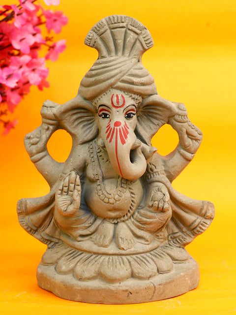 6.3 Inch Pagdi Wale Eco-Friendly Ganesha Idol | India’s Largest Pooja Accessories Brand – www.satvikstore.in