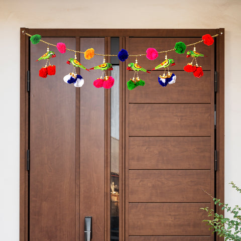 Parrot Puppets Pom Pom Toran Bandhanwar For Entrance Door
