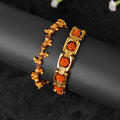 Combo of Premium PVD Coated Gold Plated Rudraksha Bracelets for Women – Stylish Spiritual Jewelry Set from Satvikstore.in India’s Largest Pooja Accessories Brand - www.satvikstore.in 