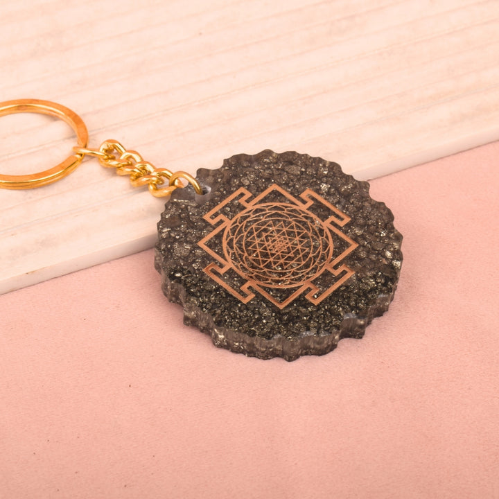 Pyrite Yantra Keyring Spiritual Healing Energy Accessory for Positive Energy and Protection India’s Largest Puja Accessories Brand- www.satvikstore.in