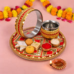 Glowing Reverence Karwa Chauth Thali Set - 3pc