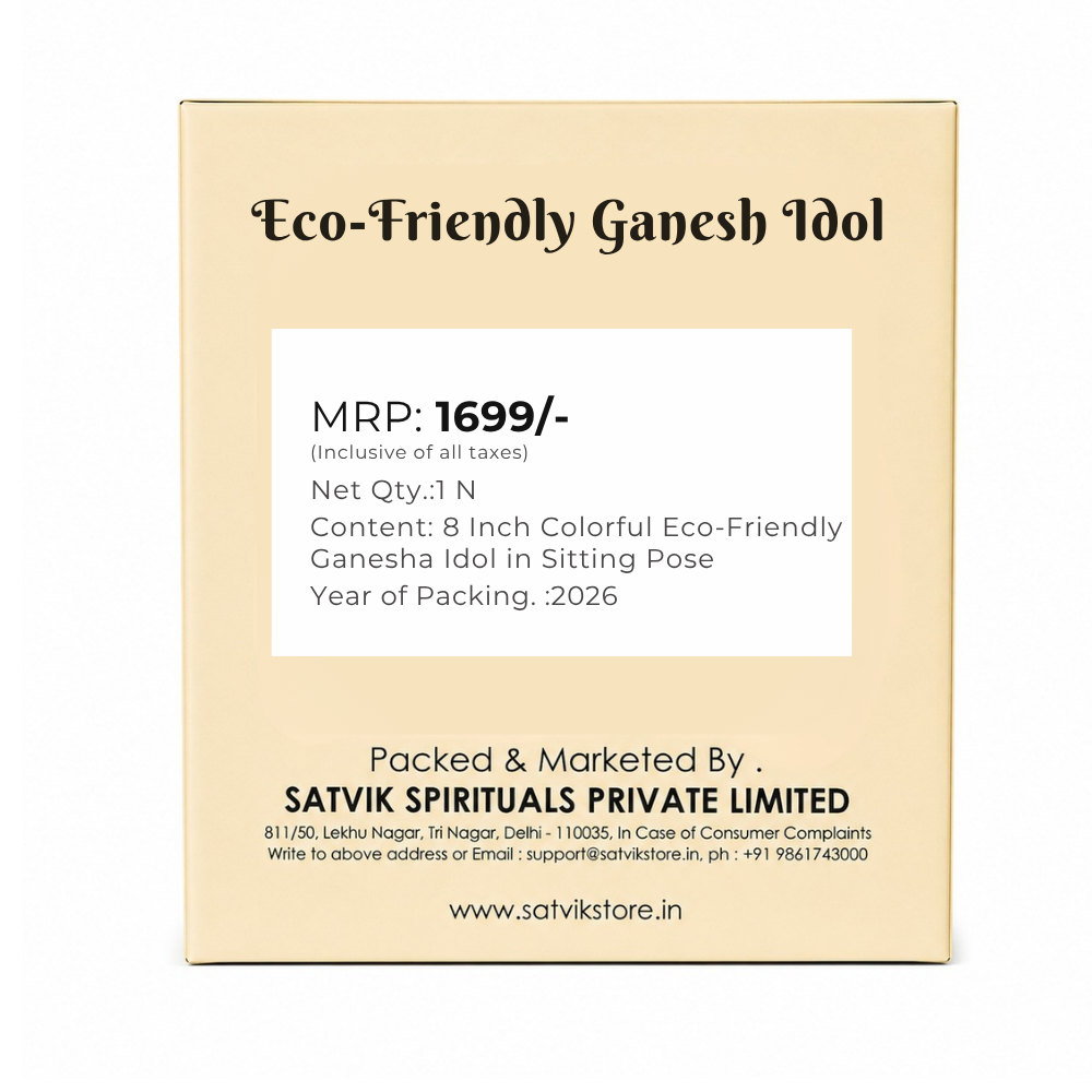 8 Inch Colorful Eco-Friendly Ganesha Idol in Sitting Pose