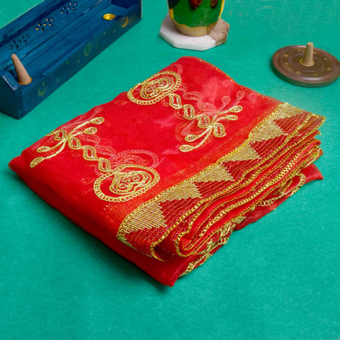 Beautiful 85x39 inch Sacred Puja Mata Ki Chunni with traditional design and premium fabric for Mata idol decoration – India’s Largest Pooja Accessories Brand – www.Satvikstore.in