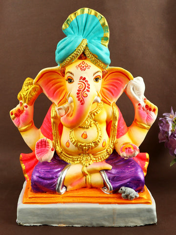 13.4 Inch Sarvatman Eco Friendly Ganesha With Pagdi Idol