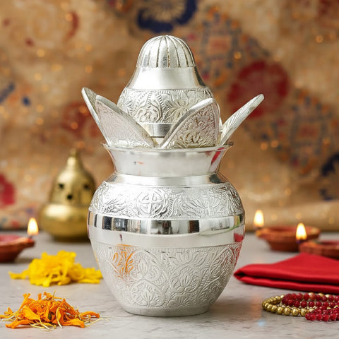 Silver Plated Pooja Kalash for Hindu Religious Ceremonies and Home Worship India’s Largest Puja Accessories Brand- www.satvikstore.in