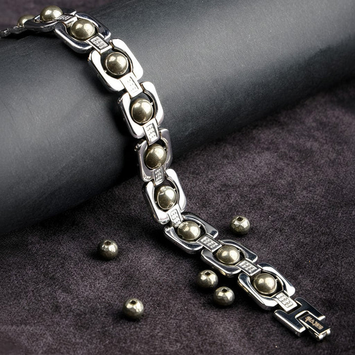 Silver Plated Pyrite Bracelet Premium Spiritual Jewelry for Positive Energy and Protection India’s Largest Puja Accessories Brand- www.satvikstore.in
