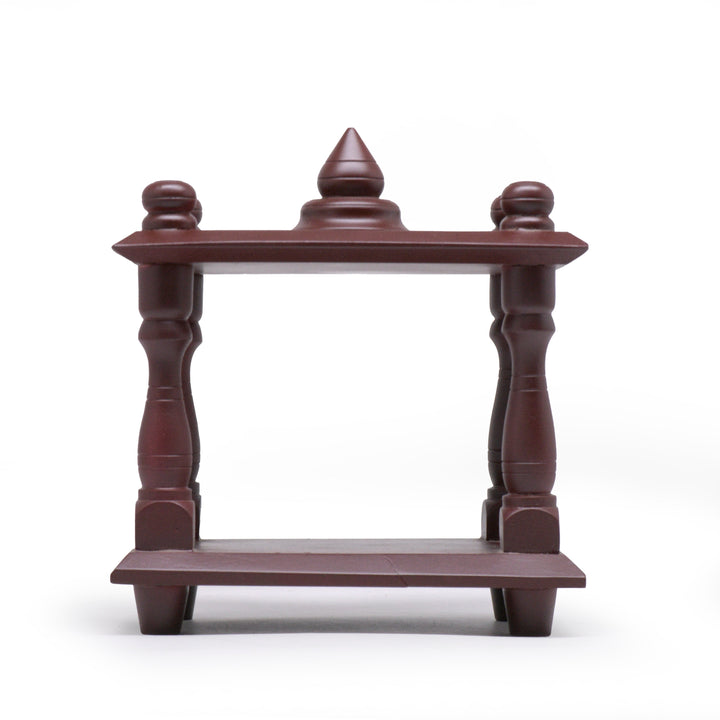 Small mahogany wooden mantapa with brown finish for puja