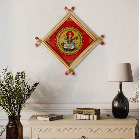 Small Saraswati Photo Frame for Pooja Room, Study Table or Gifting. India’s Largest Pooja Accessories Brand - www.satvikstore.in