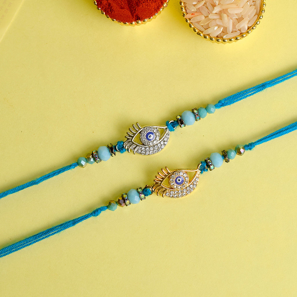 Set of 2 Traditional Rakhis for Brothers with Roli Chawal and Ram Sita Stickers – Raksha Bandhan Gift Pack. India’s Largest Pooja Accessories Brand - www.satvikstore.in