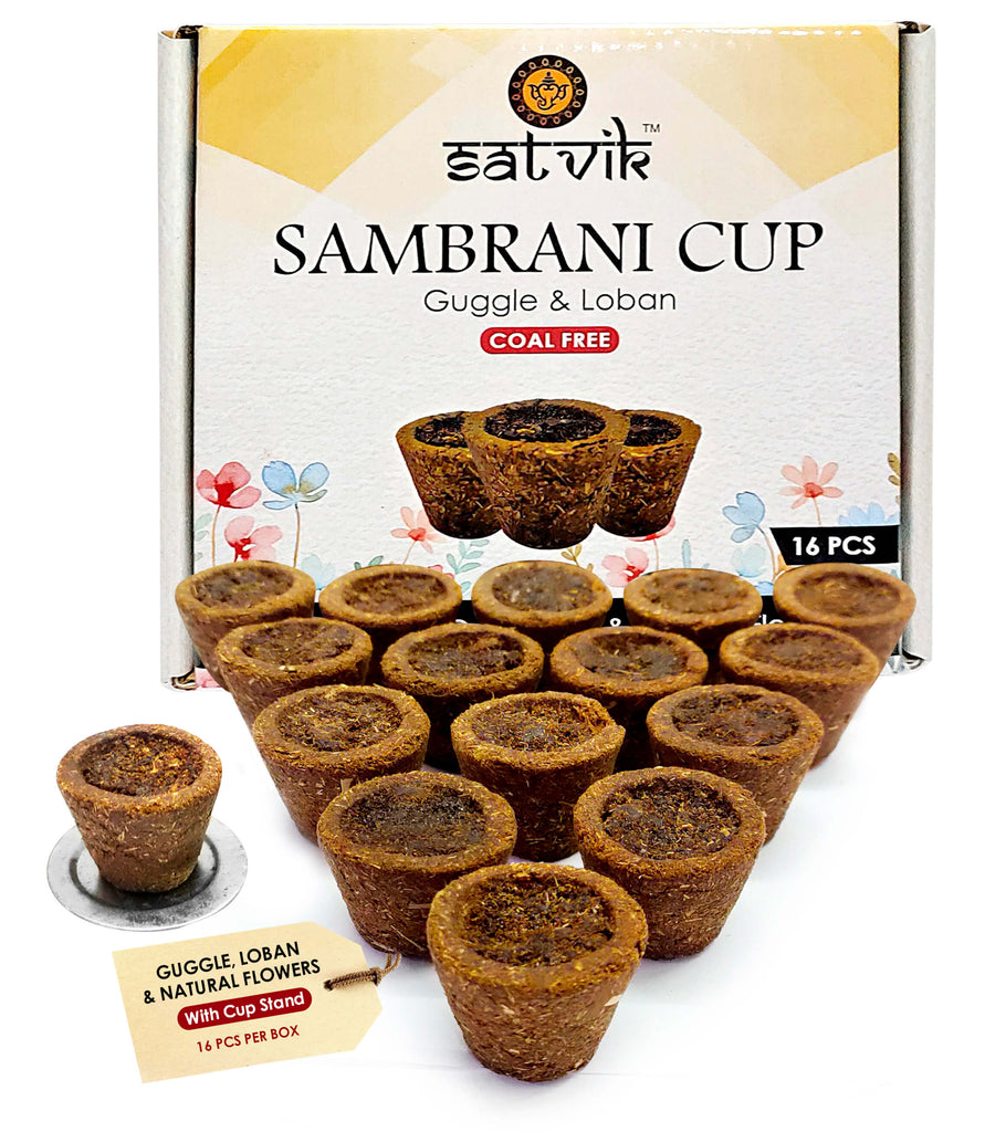 Sambrani Cup with Guggle,loban and flowers (Coal Free) Puja Store Online Pooja Items Online Puja Samagri Pooja Store near me www.satvikstore.in