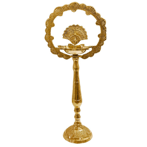 16 Inch Mor Kiran Style Brass Kerala Diya