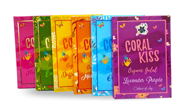 Coral Kiss 6 Pc Set of Skin Friendly Holi Colors Puja Store Online Pooja Items Online Puja Samagri Pooja Store near me www.satvikstore.in