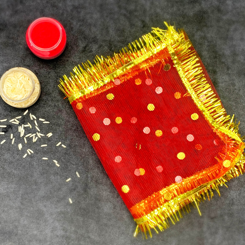 Dotted Mata ki Chunari 59.6x15.2cm (23.5x6 Inch) for deity decoration – India’s Largest Pooja Accessories Brand – www.satvikstore.in