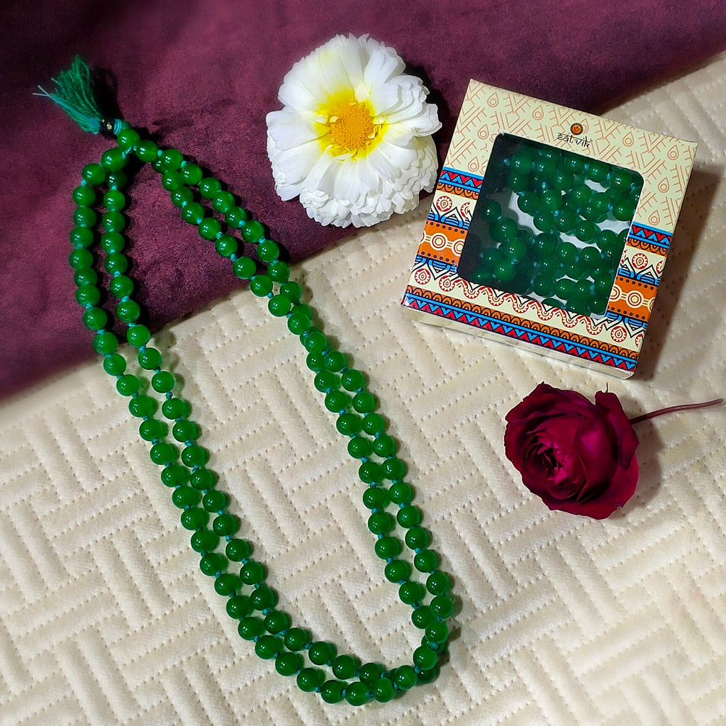 Agate Hakik Mala (Green) Puja Store Online Pooja Items Online Puja Samagri Pooja Store near me www.satvikstore.in