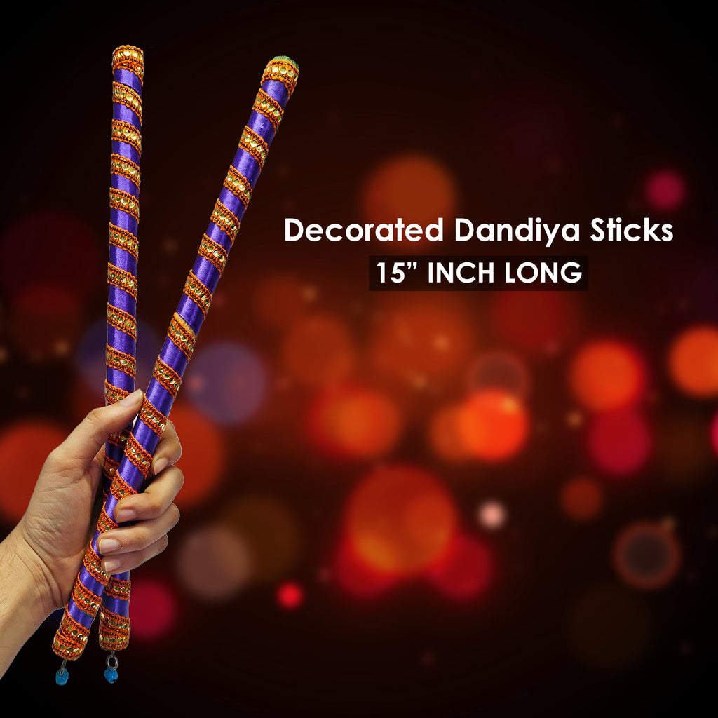 Wooden Dandiya Sticks For Garba Nights (2 Pair) Puja Store Online Pooja Items Online Puja Samagri Pooja Store near me www.satvikstore.in