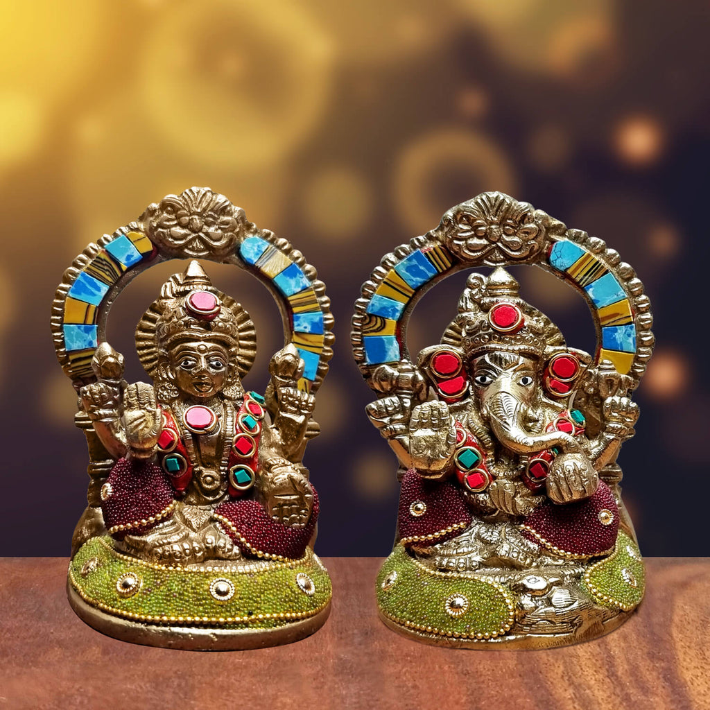 Brass Lakshmi Ganesha Statue Puja Store Online Pooja Items Online Puja Samagri Pooja Store near me www.satvikstore.in