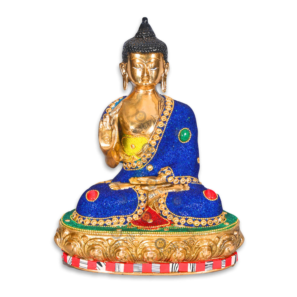 Brass Gautam Buddha Idol with Stone Finish Puja Store Online Pooja Items Online Puja Samagri Pooja Store near me www.satvikstore.in