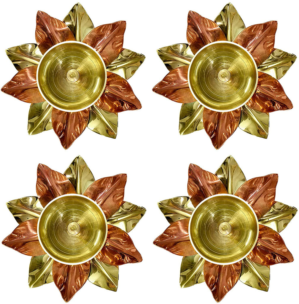 Alluring Brass Copper Lotus Kamal Diya (Small) Puja Store Online Pooja Items Online Puja Samagri Pooja Store near me www.satvikstore.in